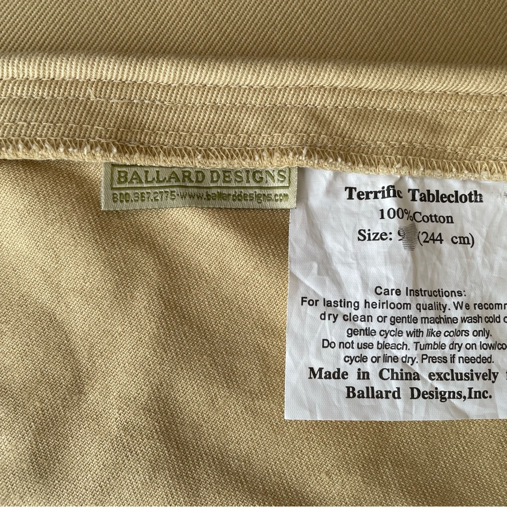 Ballard Designs 96'" Diameter Light Gold 100% Cotton 'Terrific Tablecloth' - Picture 9 of 10